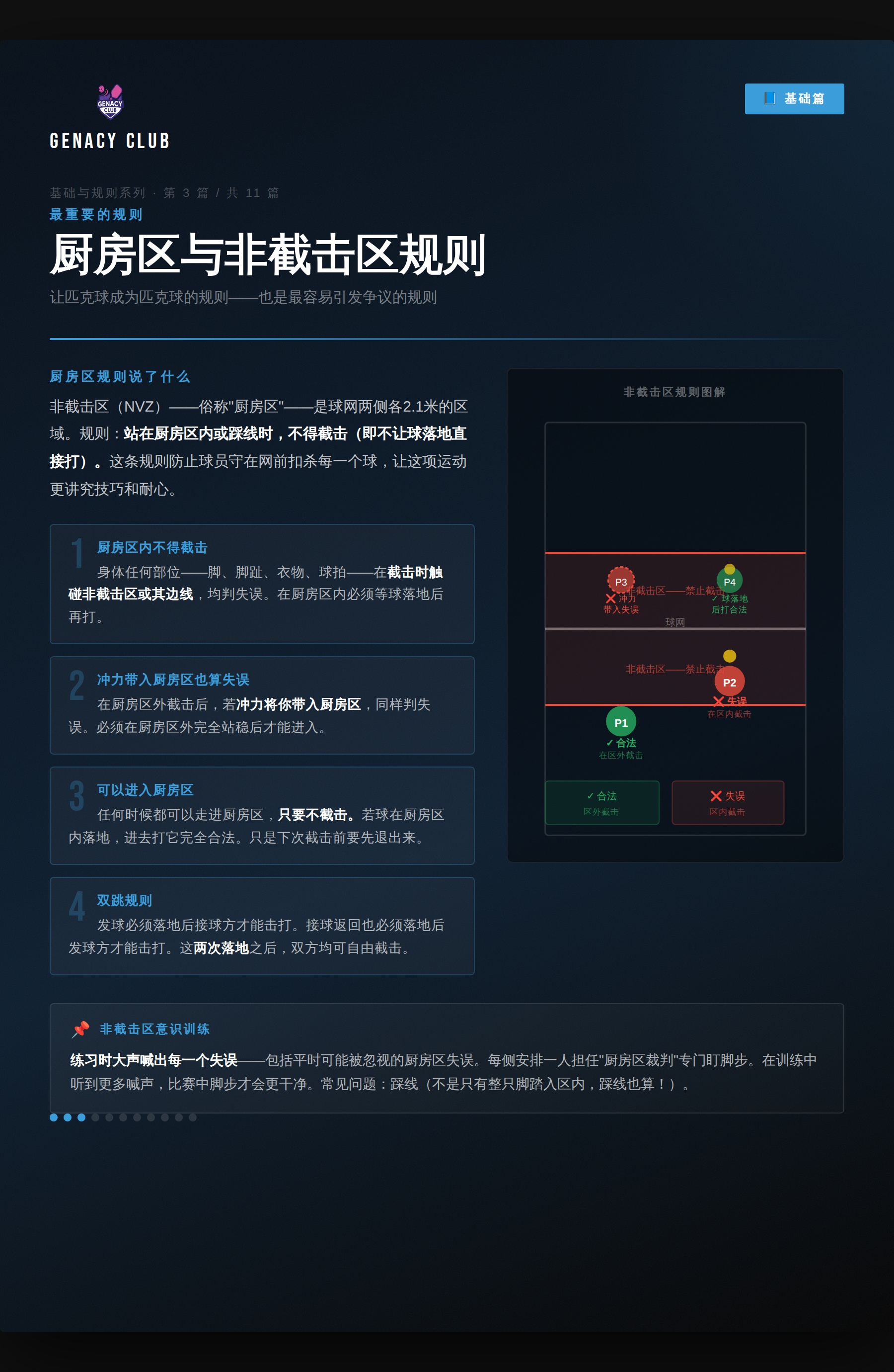 厨房区与非截击区规则